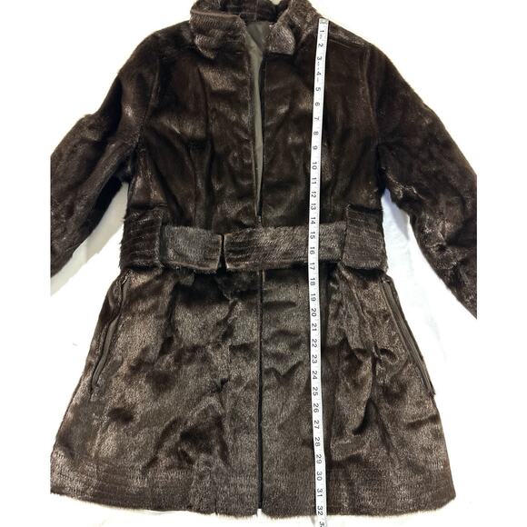 Vtg Real Fur Coat Brown Sheared Beaver (?) Belted Talon Zip 32” Medium AS-IS - Picture 2 of 12